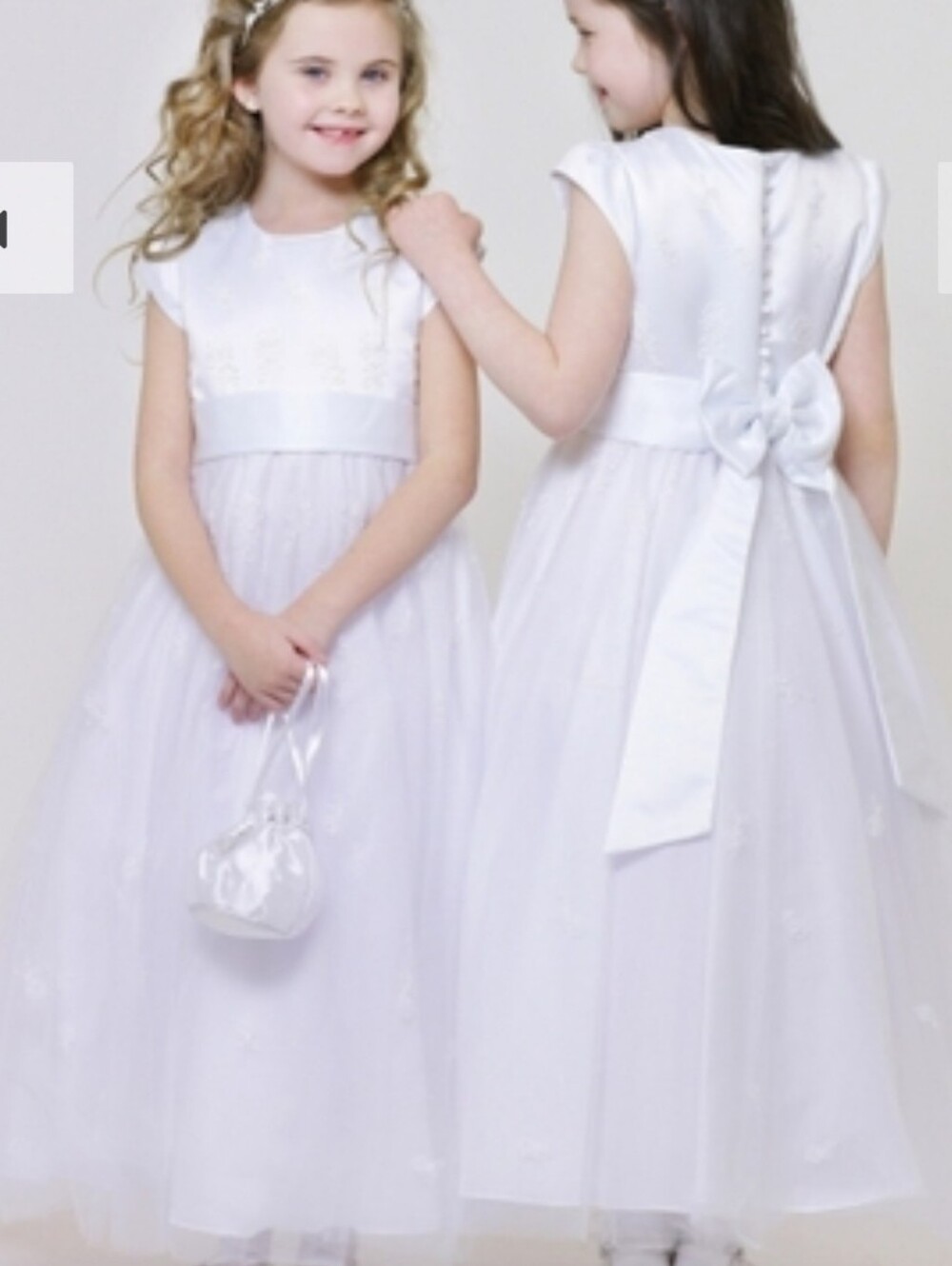 Pearce Fionda Satin & Tulle Dress with Bow Floral Lace Details WHT SZ 3 NEW